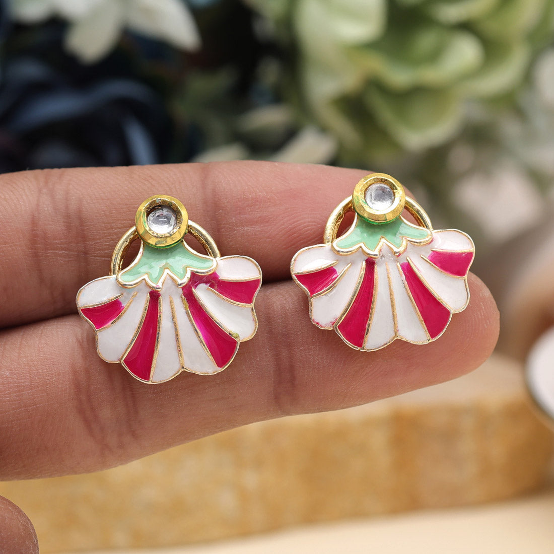 Rani Color Meenakari Earrings Jewellery GetGlit