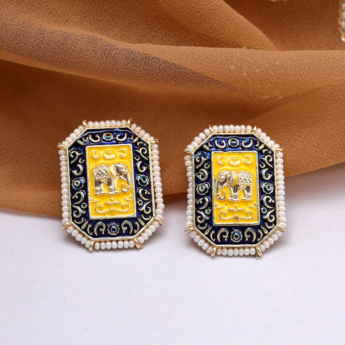 Blue Color Meenakari Earrings Jewellery GetGlit