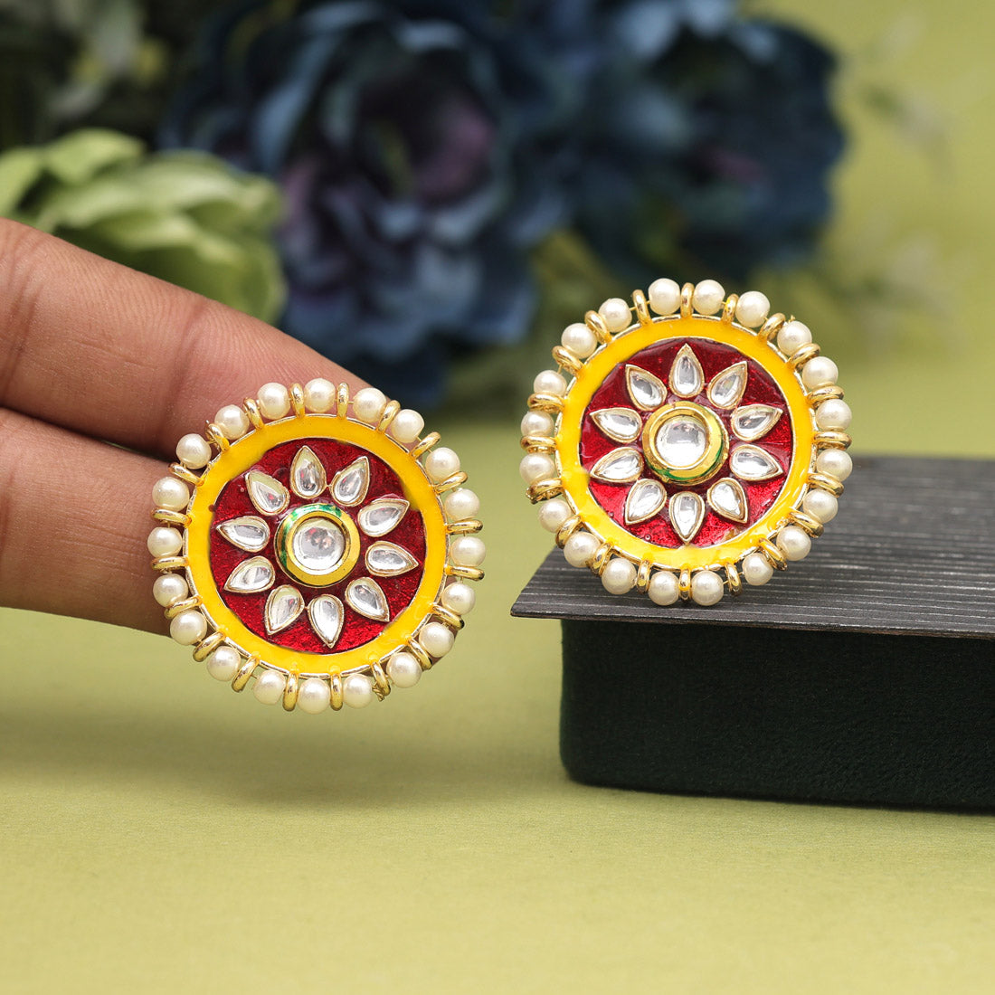 Maroon Color Meenakari Earrings (MKE1991MRN) Jewellery GetGlit