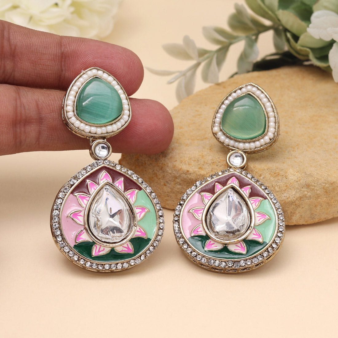 Multi Color Meenakari Earrings (MKE2004MLT) Jewellery GetGlit