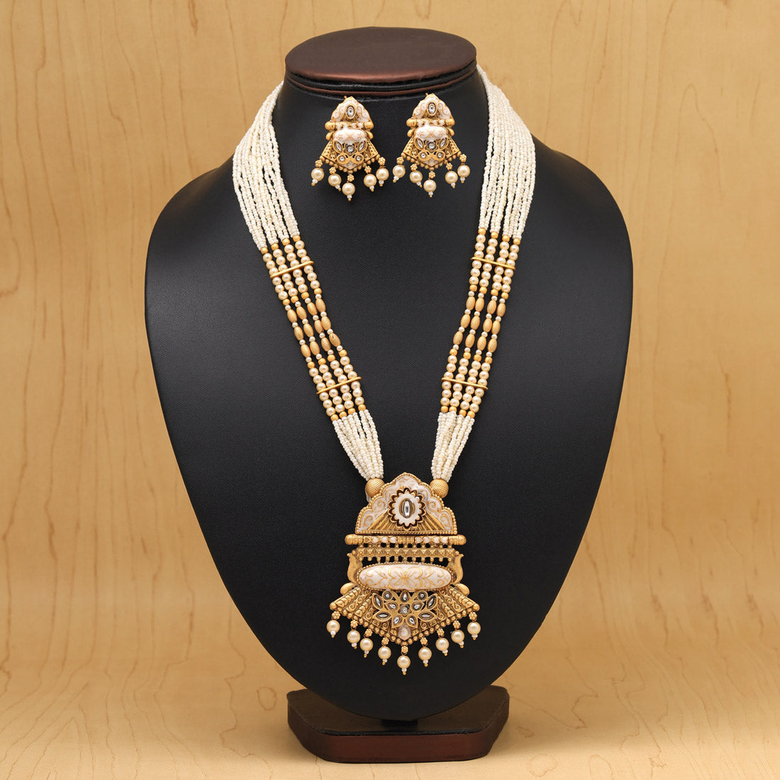 Gold Color Long Meenakari Necklace Set Jewellery GlitStudio