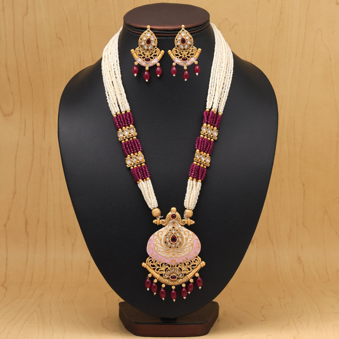 Rani Color Long Meenakari Necklace Set Jewellery GlitStudio