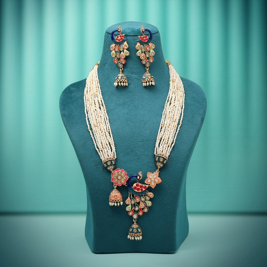 Multi Color Meenakari Matte Gold Necklace Set Jewellery GetGlit