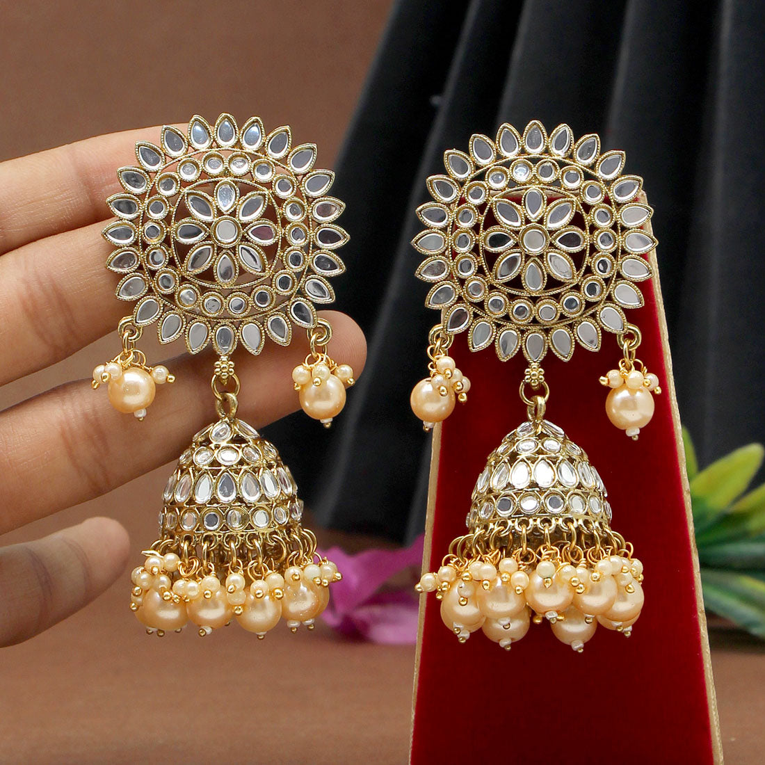 Gold Color Mirror Earrings (MRE125GLD) Jewellery GetGlit