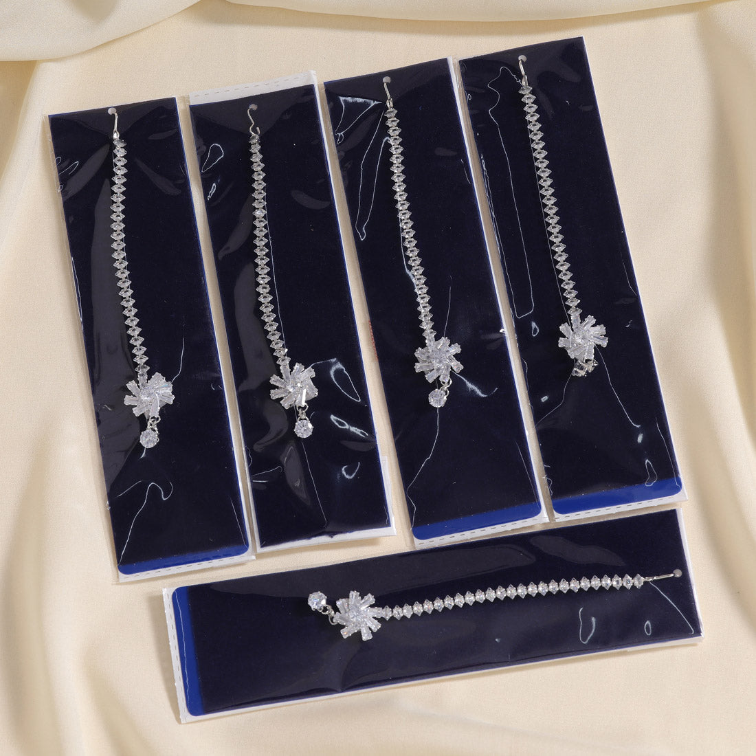 Silver Color 5 Pieces Combo Of Stone Maang Tikka Jewellery GetGlit