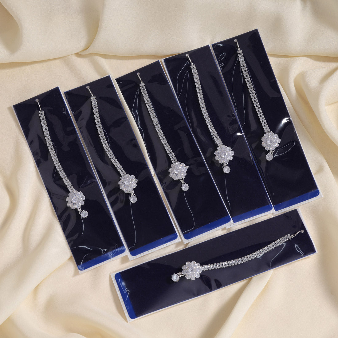 Silver Color 6 Pieces Combo Of Stone Maang Tikka Jewellery GetGlit