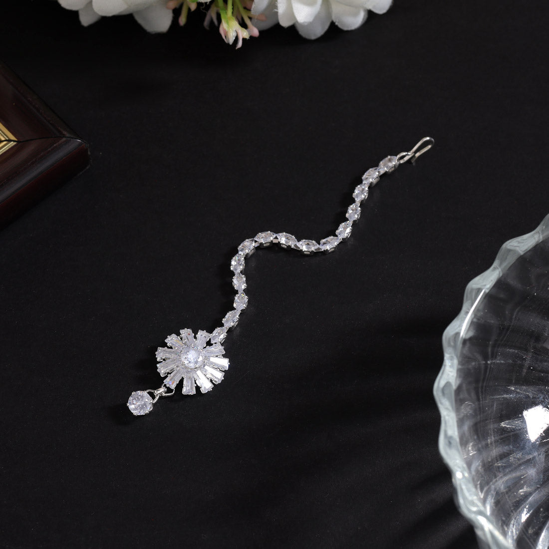 Silver Color 6 Pieces Combo Of Stone Maang Tikka (MTK322CMB) Jewellery GetGlit