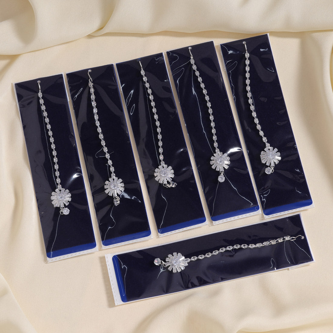 Silver Color 6 Pieces Combo Of Stone Maang Tikka (MTK322CMB) Jewellery GetGlit