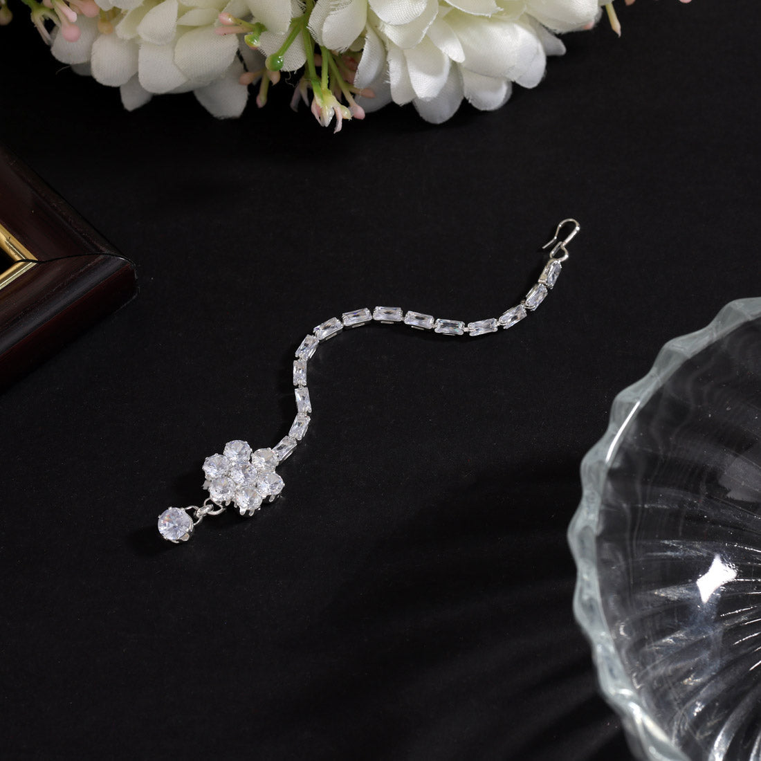 Silver Color 6 Pieces Combo Of Stone Maang Tikka (MTK323CMB) Jewellery GetGlit