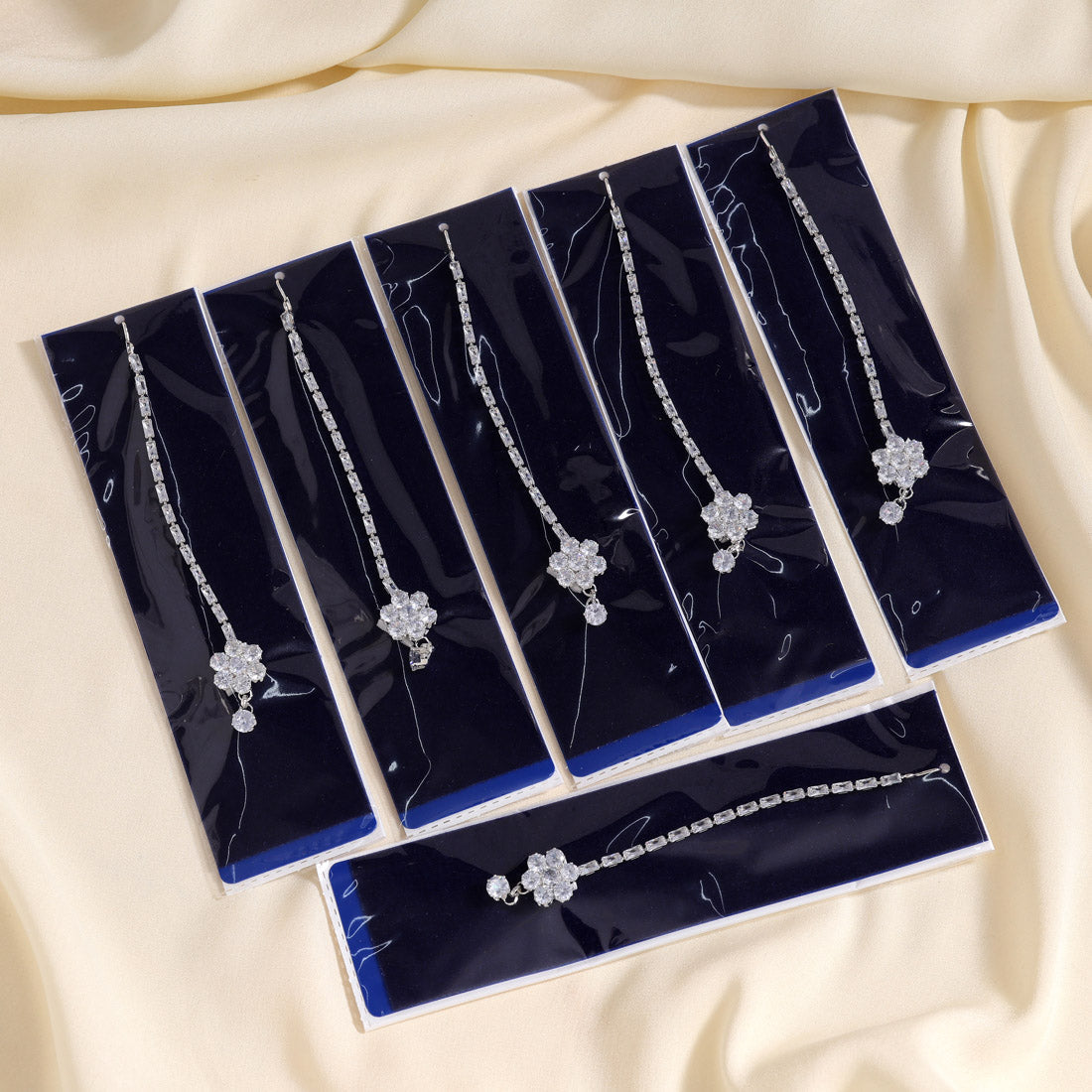 Silver Color 6 Pieces Combo Of Stone Maang Tikka (MTK323CMB) Jewellery GetGlit