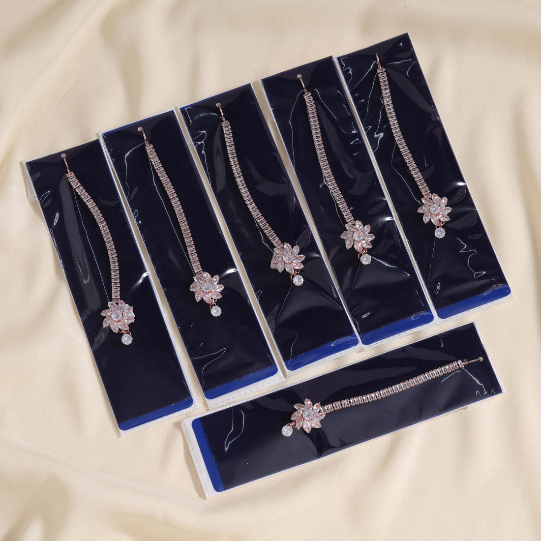 White Color 6 Pieces Combo Of Stone Maang Tikka (MTK325CMB) Jewellery GetGlit