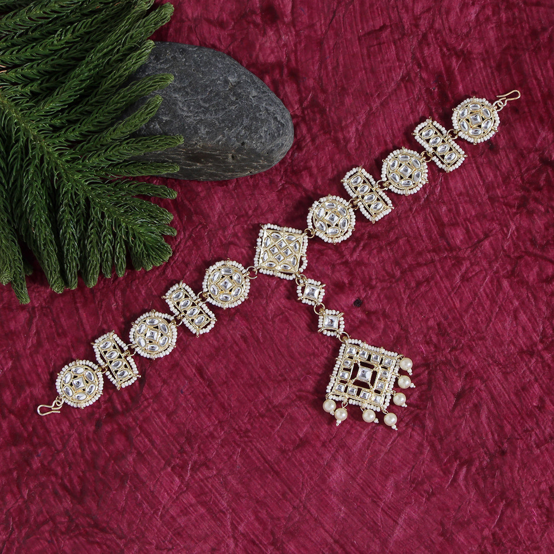 White Color Kundan Matha Patti (MTP332WHT) Jewellery GetGlit