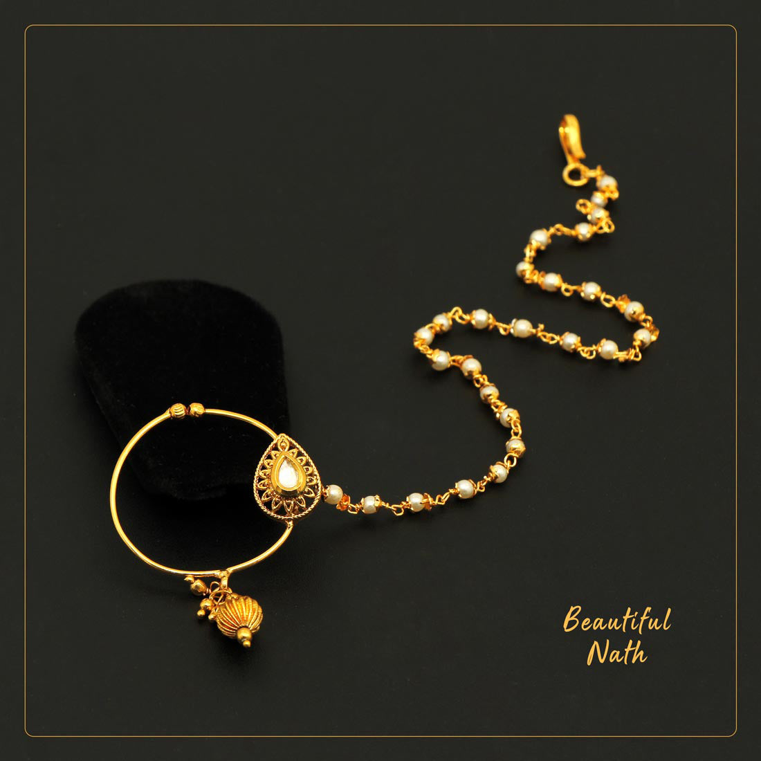 Maroon Color Nose Nath (NTH296GLD) Jewellery GetGlit