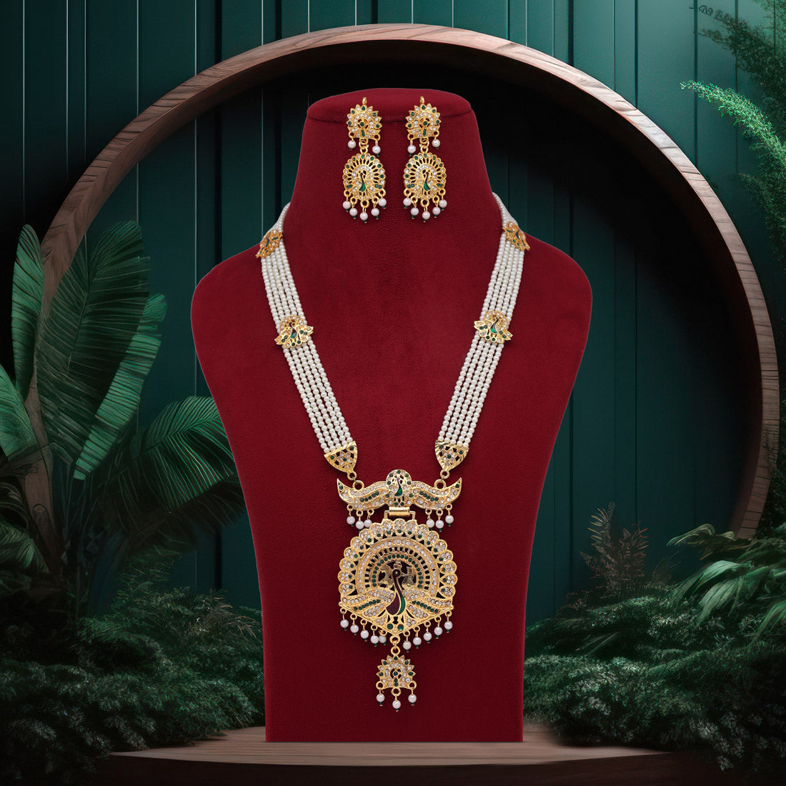 Green Color Rajputi Jewellery Rani Haar (PN750GRN) Jewellery GetGlit