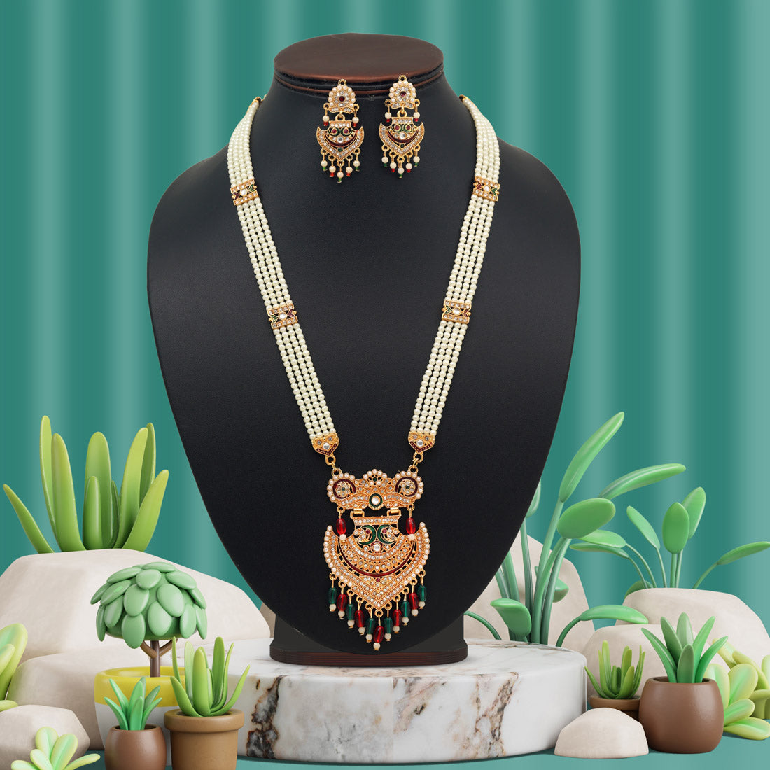 Multi Color Rajputi Jewellery Rani Haar (PN809MLT) Jewellery GetGlit