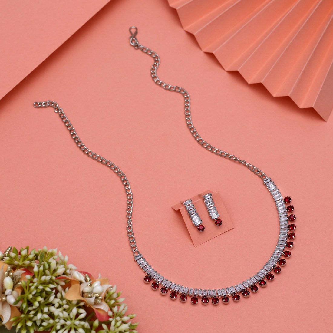 Maroon Color Stone Necklace Set (STN206MRN) Jewellery GetGlit