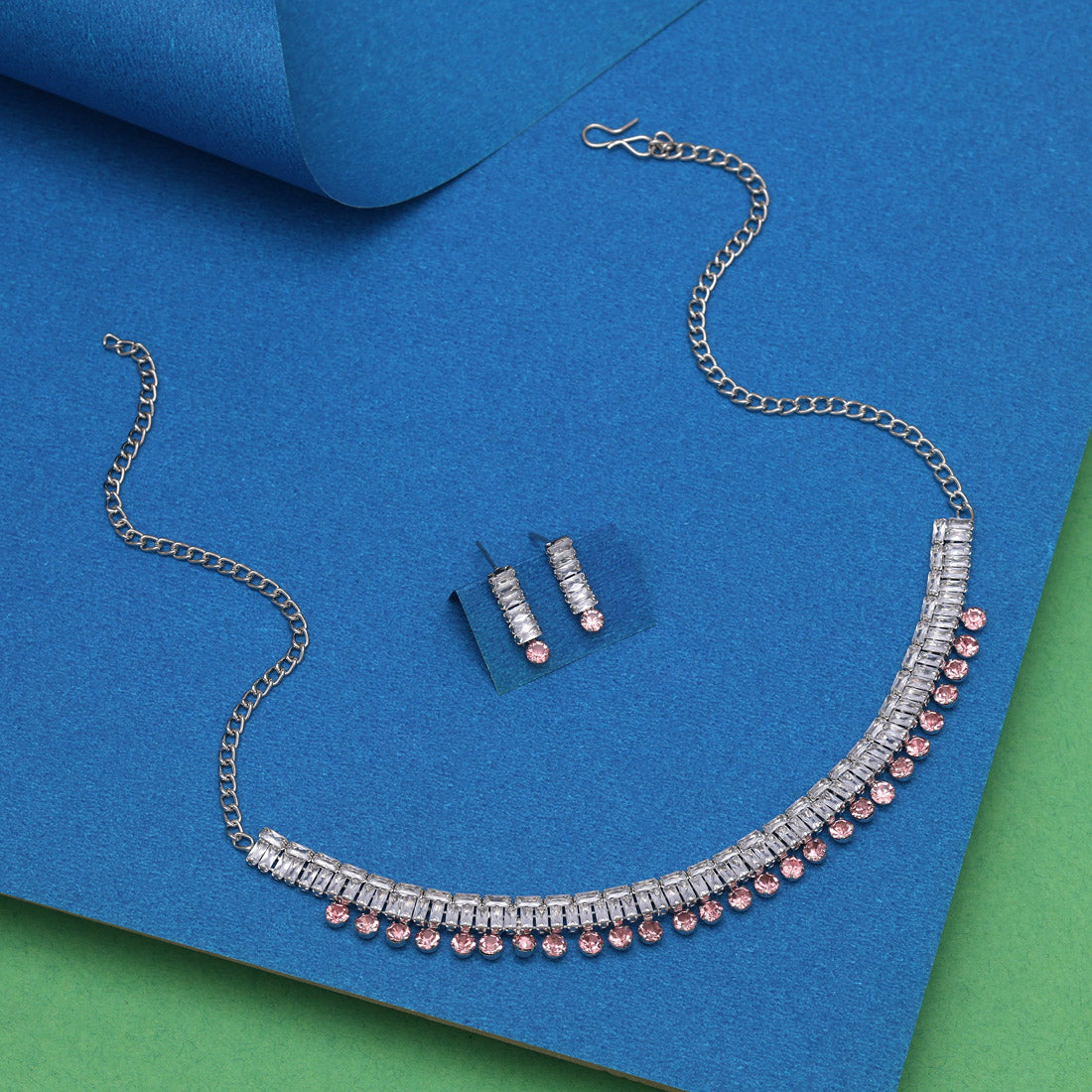 Pink Color Stone Necklace Set (STN207PNK) Jewellery GetGlit