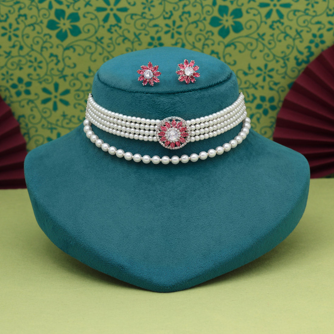 Rani Color Choker Stone Necklace Set Jewellery GetGlit