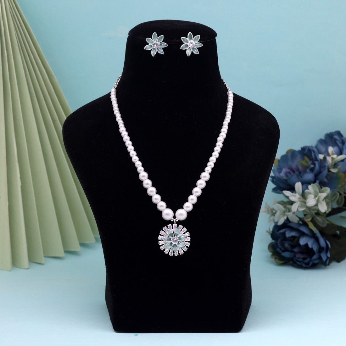 Pista Green Color Stone Necklace Set (STN222PGRN) Jewellery GetGlit