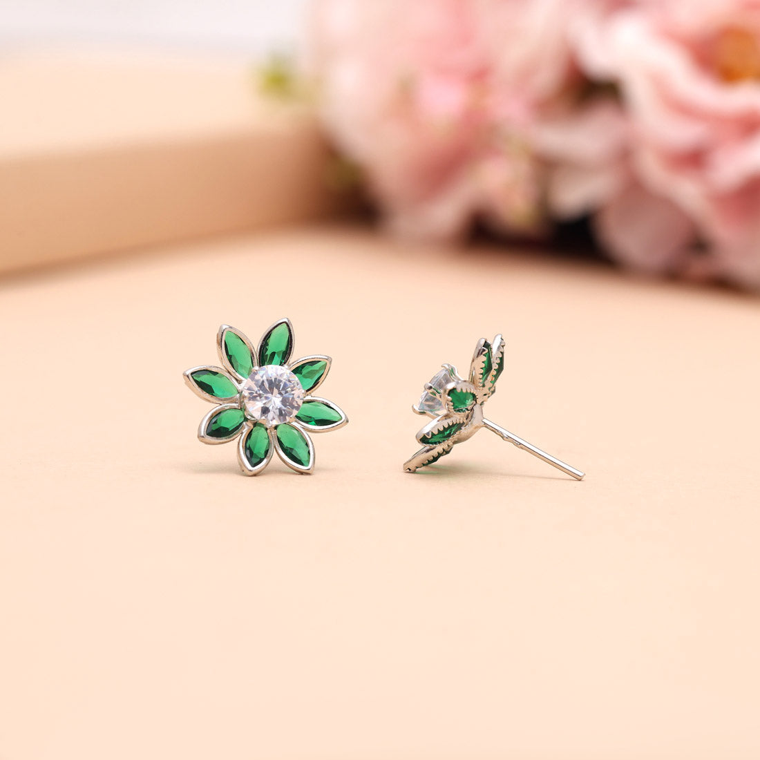 Green Color Stone Necklace Set (STN223GRN) Jewellery GetGlit