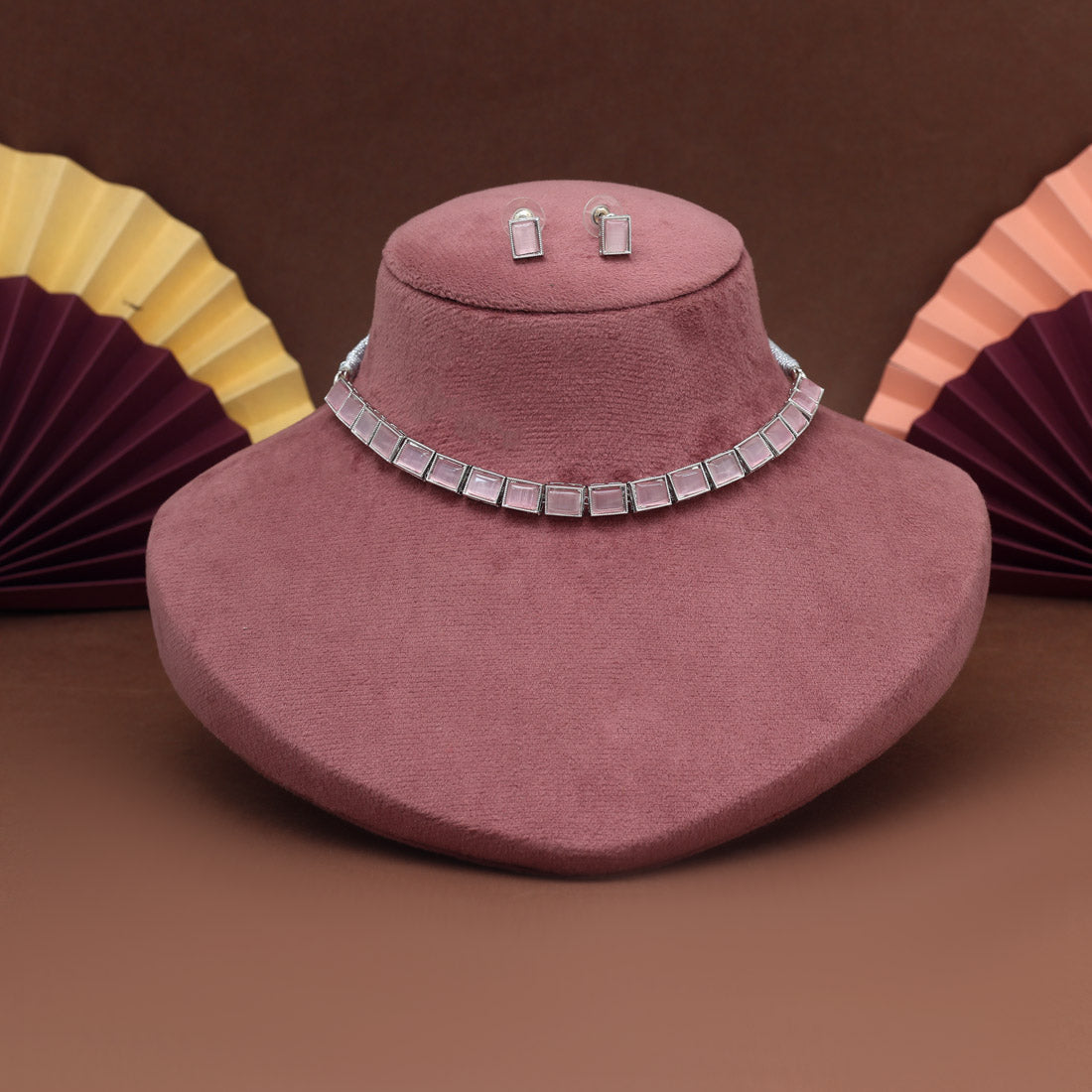 Light Pink Color Stone Necklace Set Jewellery GetGlit