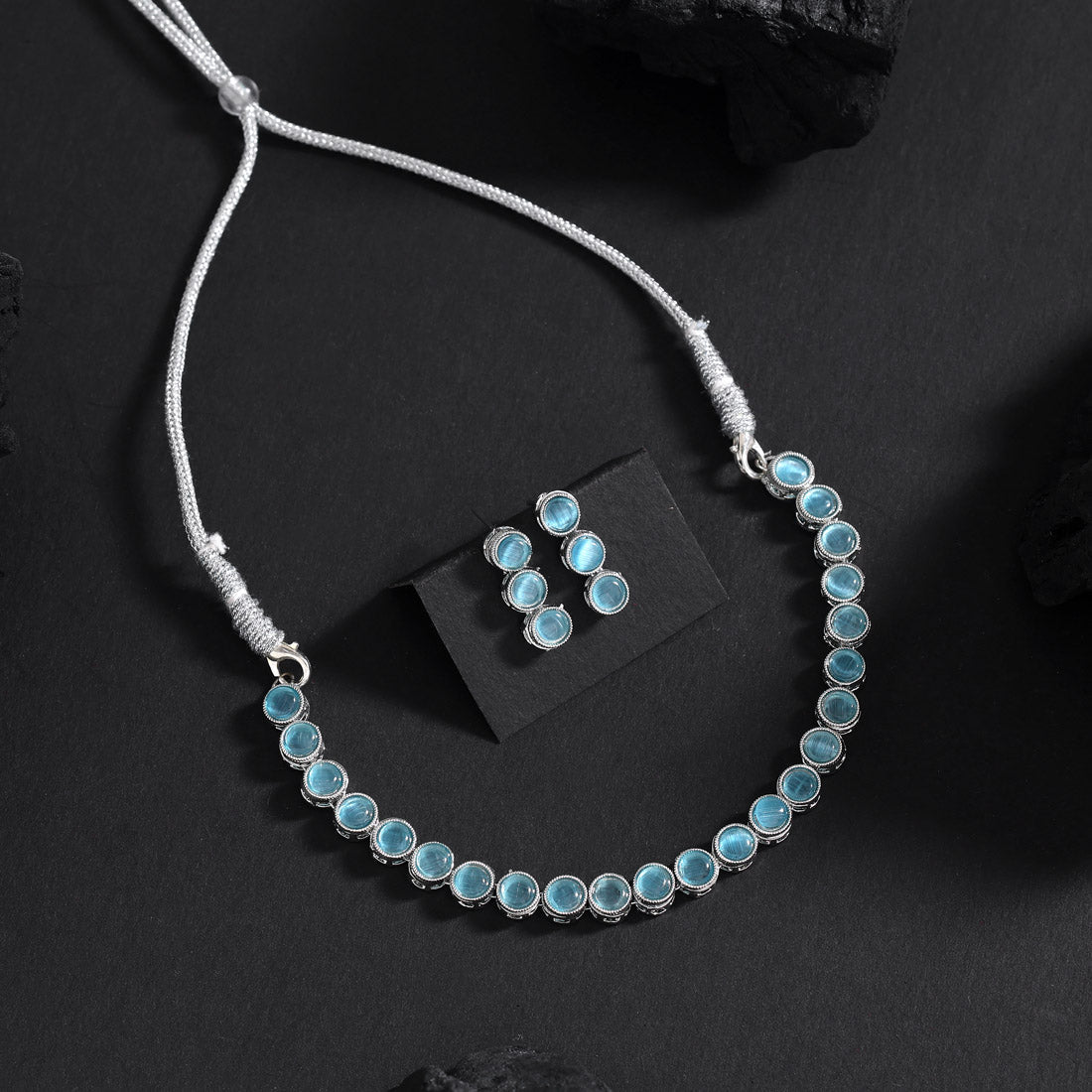 Firozi Color Stone Necklace Set Jewellery GetGlit