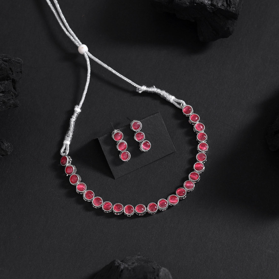 Rani Color Stone Necklace Set (STN227RNI) Jewellery GetGlit