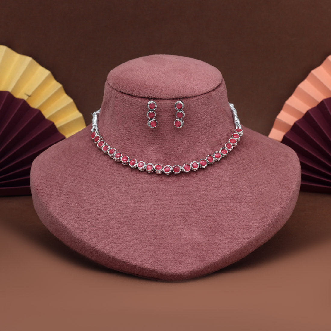 Rani Color Stone Necklace Set (STN227RNI) Jewellery GetGlit