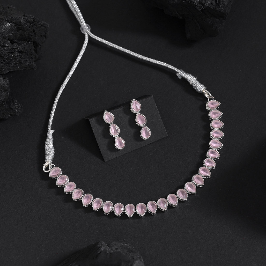 Light Green Color Stone Necklace Set (STN228LPNK) Jewellery GetGlit