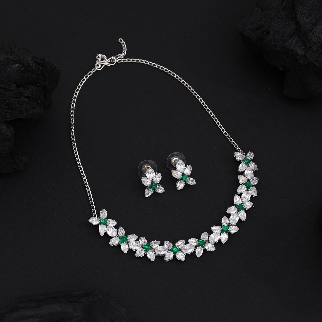 Green Color Stone Necklace Set (STN229GRN) Jewellery GetGlit