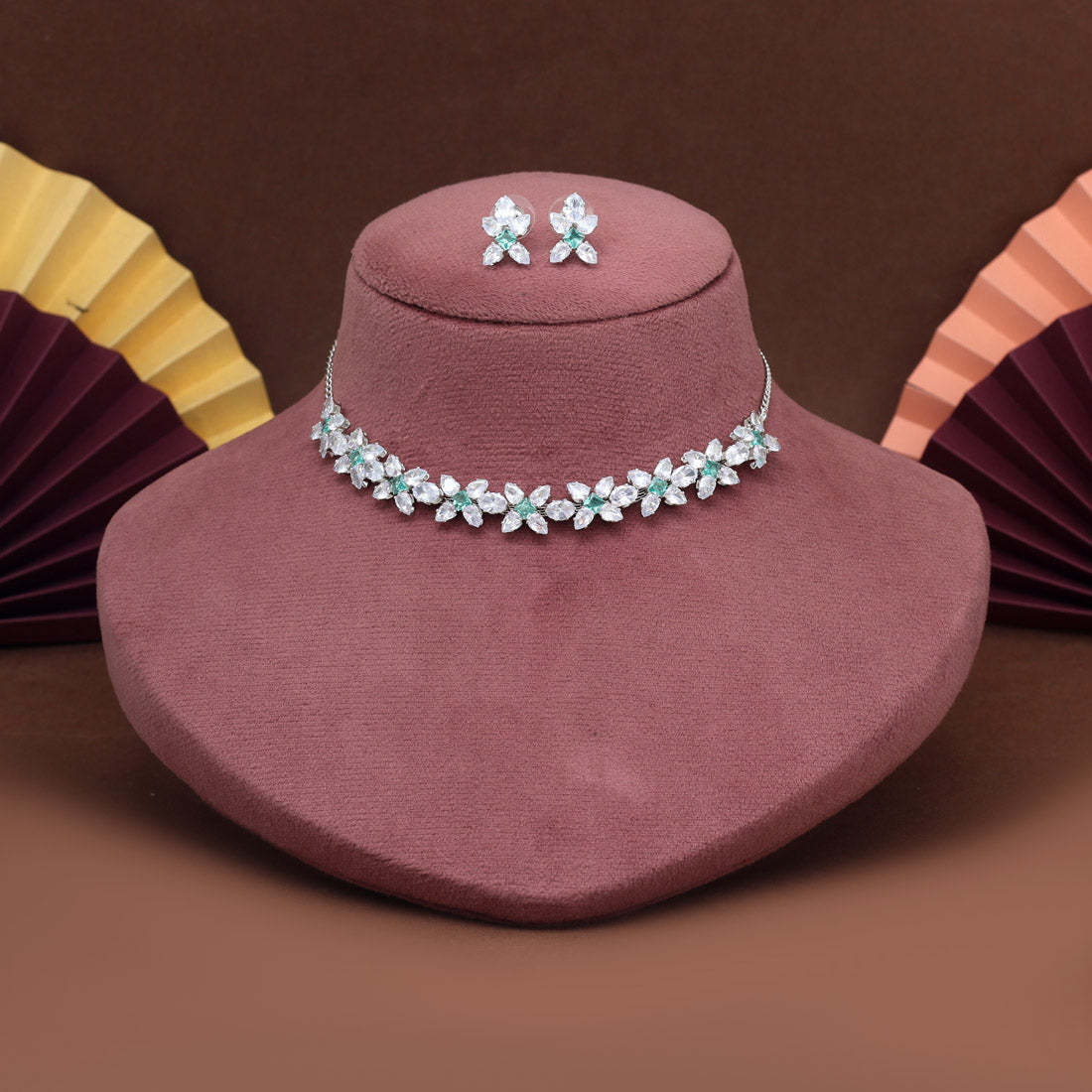 Light Green Color Stone Necklace Set (STN229LGRN) Jewellery GetGlit