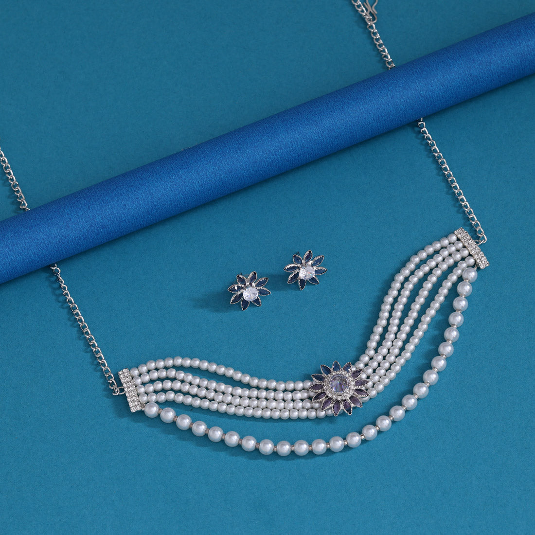 Light Purple Color Choker Stone Necklace Set Jewellery GetGlit