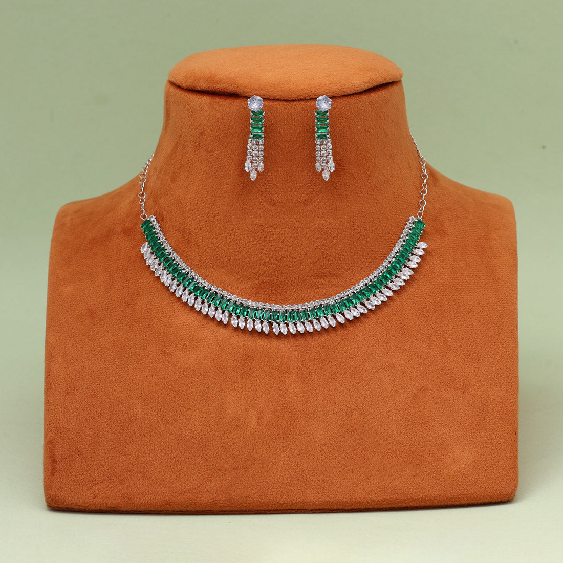 Green Color Stone Necklace Set (STN231GRN) Jewellery GetGlit
