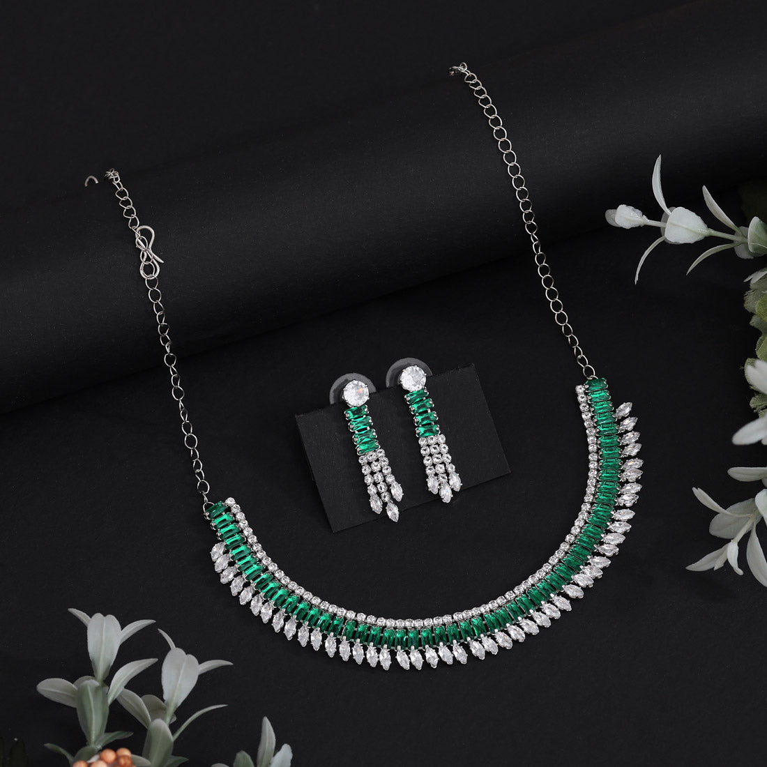 Green Color Stone Necklace Set (STN231GRN) Jewellery GetGlit
