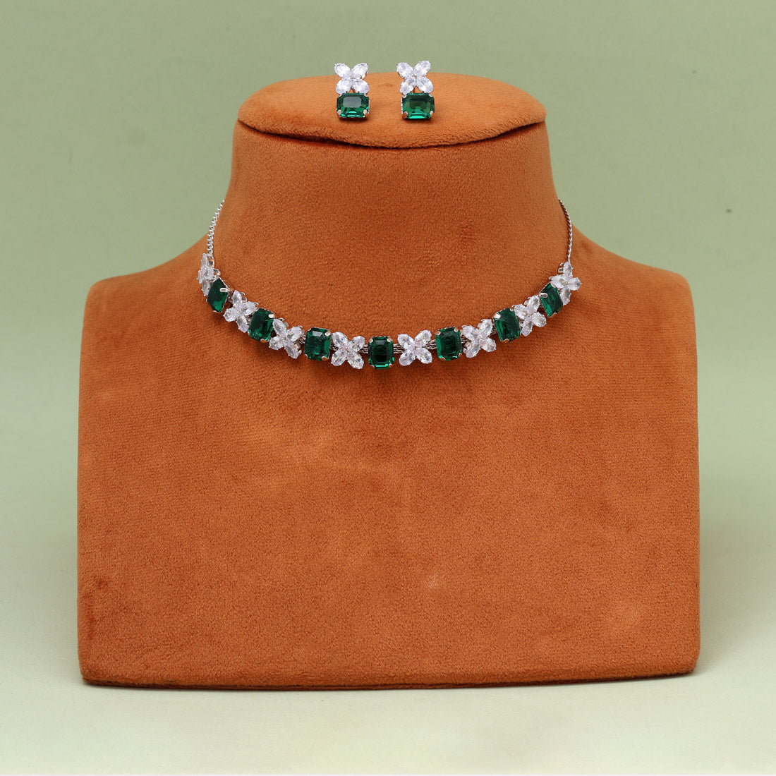 Green Color Stone Necklace Set (STN232GRN) Jewellery GetGlit