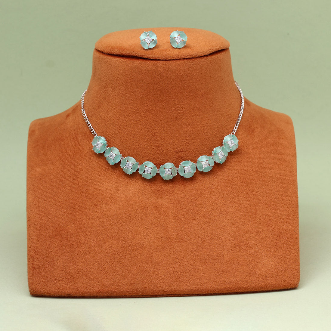 Pista Green Color Stone Necklace Set (STN234PGRN) Jewellery GetGlit