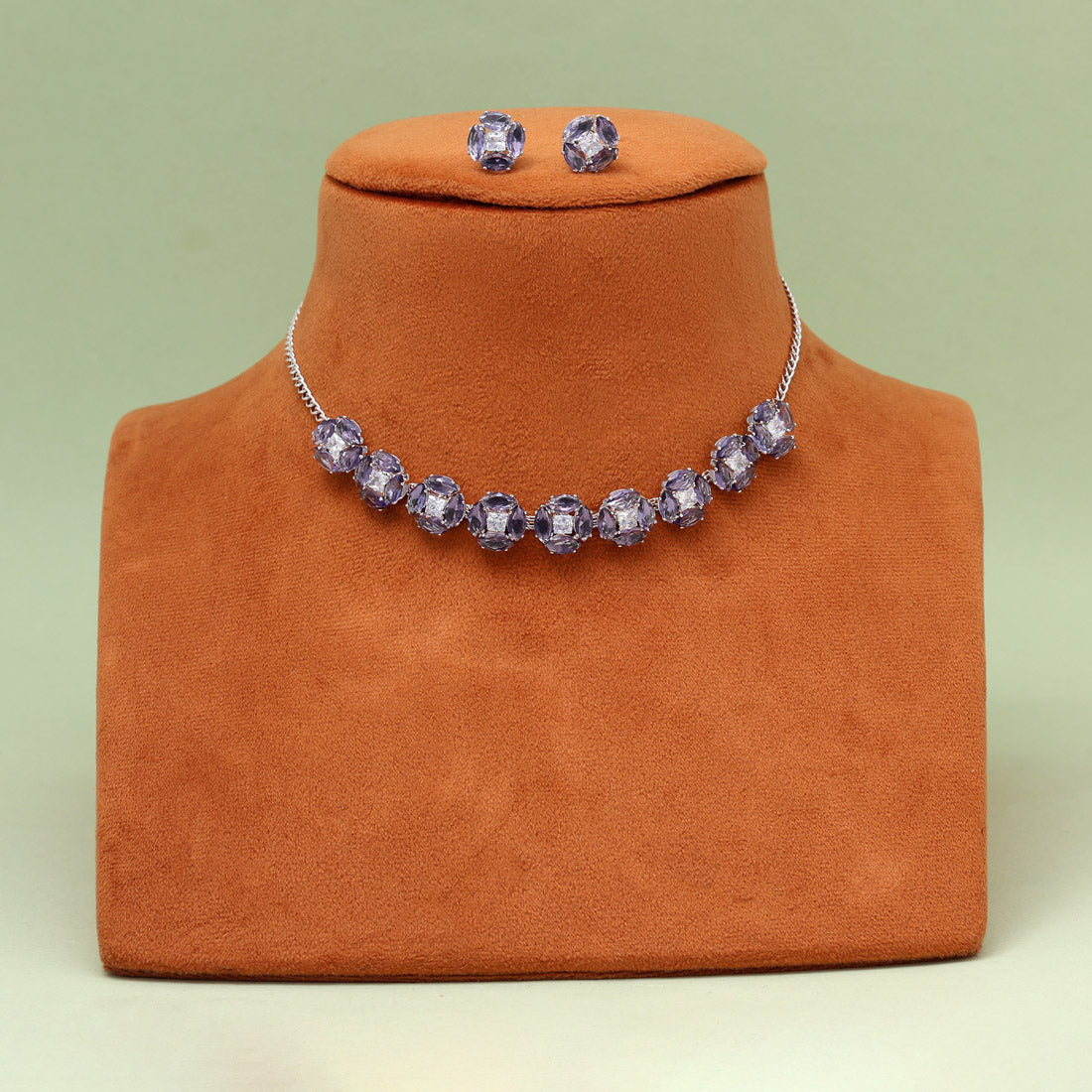 Purple Color Stone Necklace Set (STN234PRP) Jewellery GetGlit