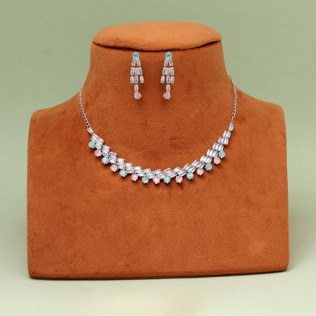 Black Color Stone Necklace Set (STN236BLK) Jewellery GetGlit