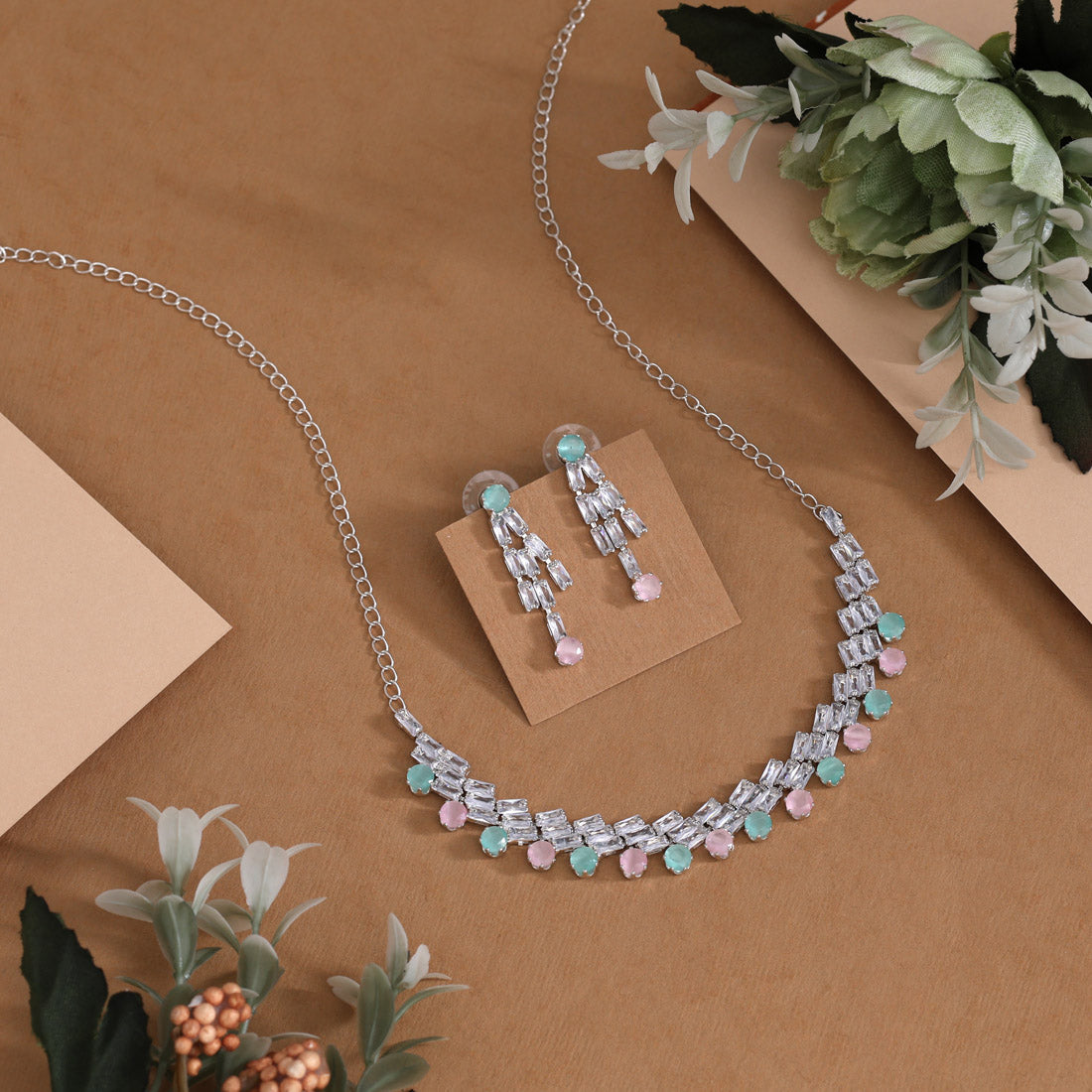 Black Color Stone Necklace Set (STN236BLK) Jewellery GetGlit