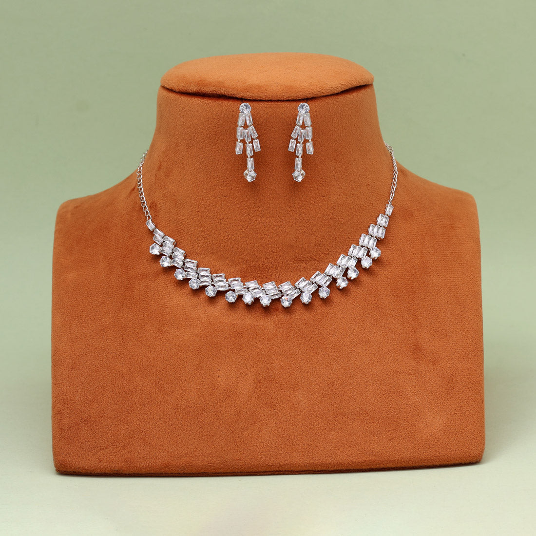 White Color Stone Necklace Set (STN236WHT) Jewellery GetGlit