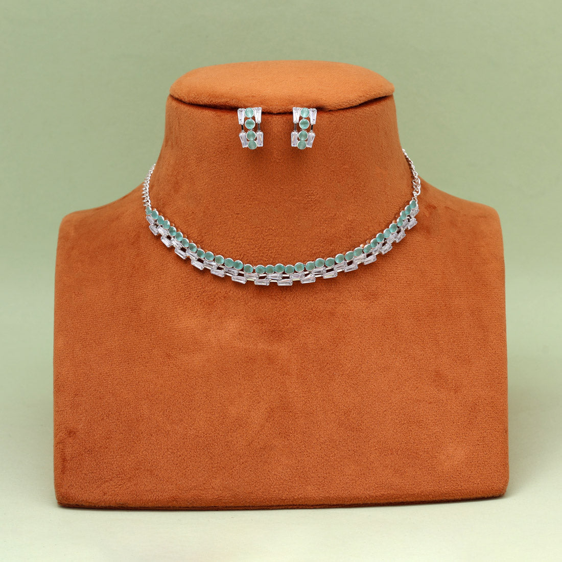 Pista Green Color Stone Necklace Set (STN237PGRN) Jewellery GetGlit