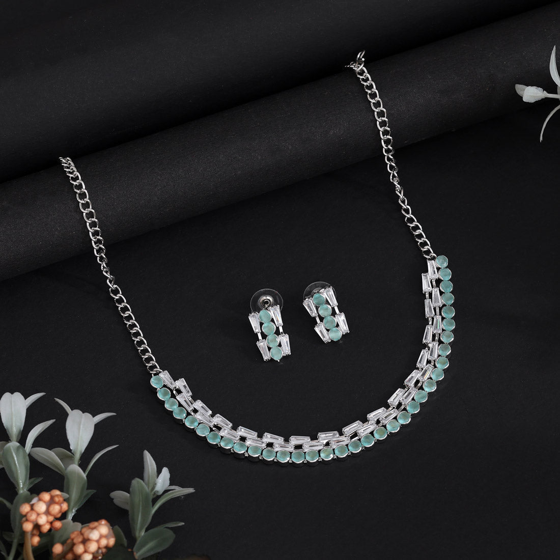 Pista Green Color Stone Necklace Set (STN237PGRN) Jewellery GetGlit