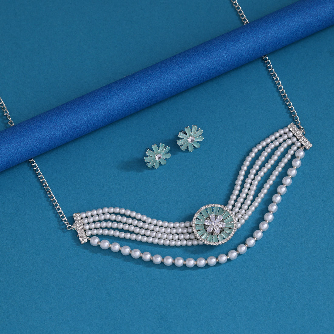 Pista Green Color Choker Stone Necklace Set (STN238PGRN) Jewellery GetGlit