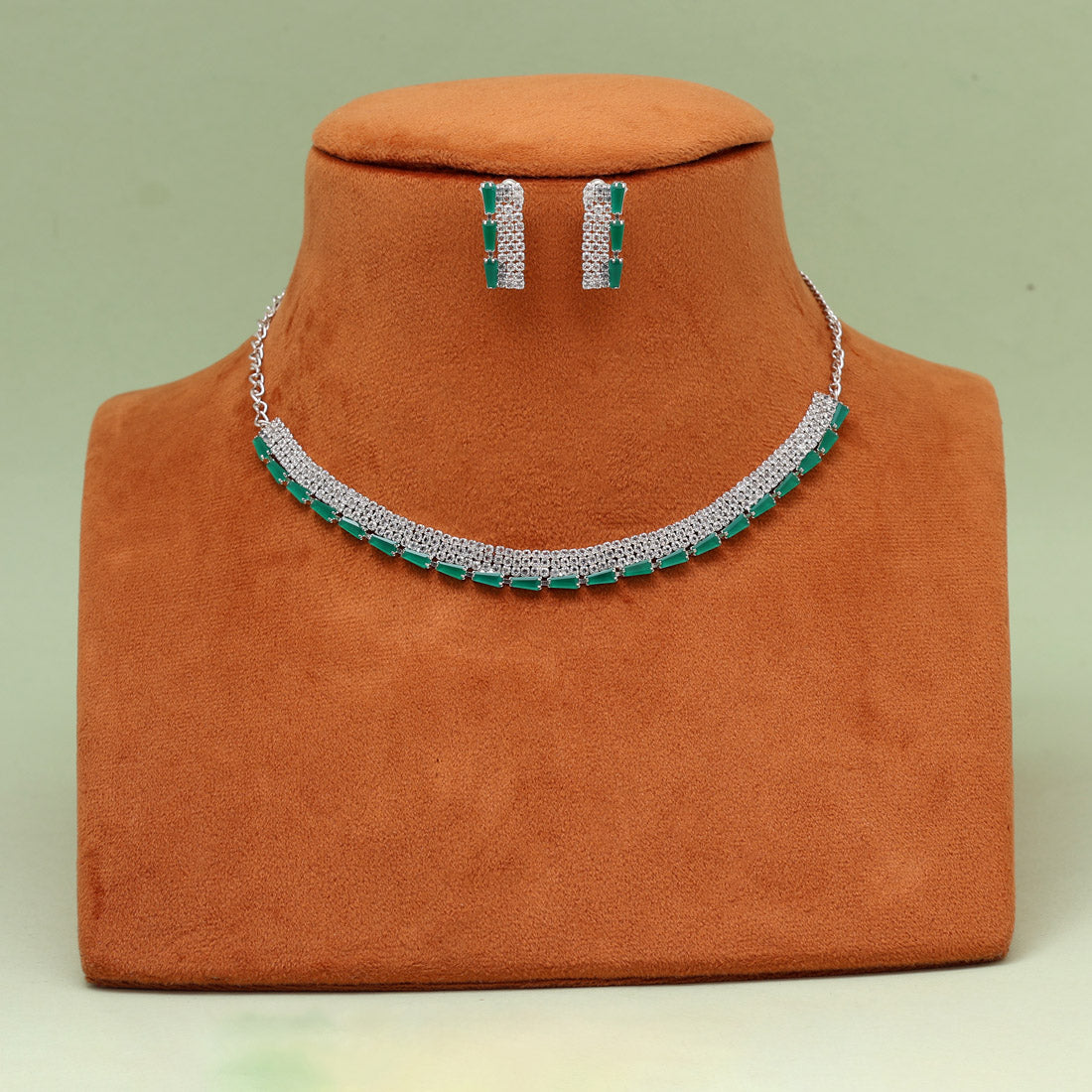 Green Color Stone Necklace Set (STN239GRN) Jewellery GetGlit