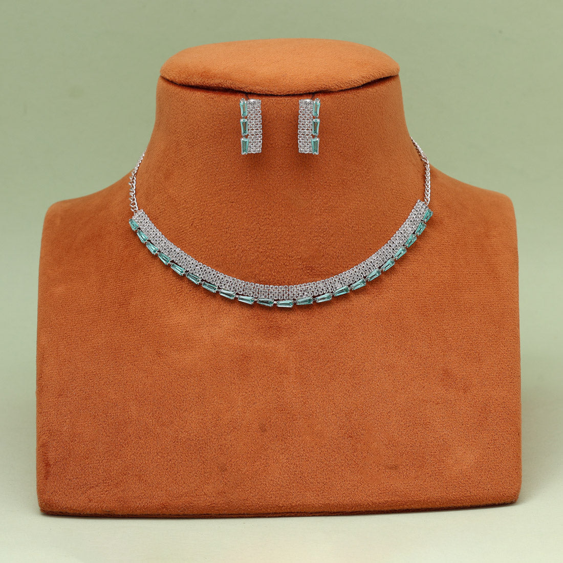 Light Green Color Stone Necklace Set (STN239LGRN) Jewellery GetGlit