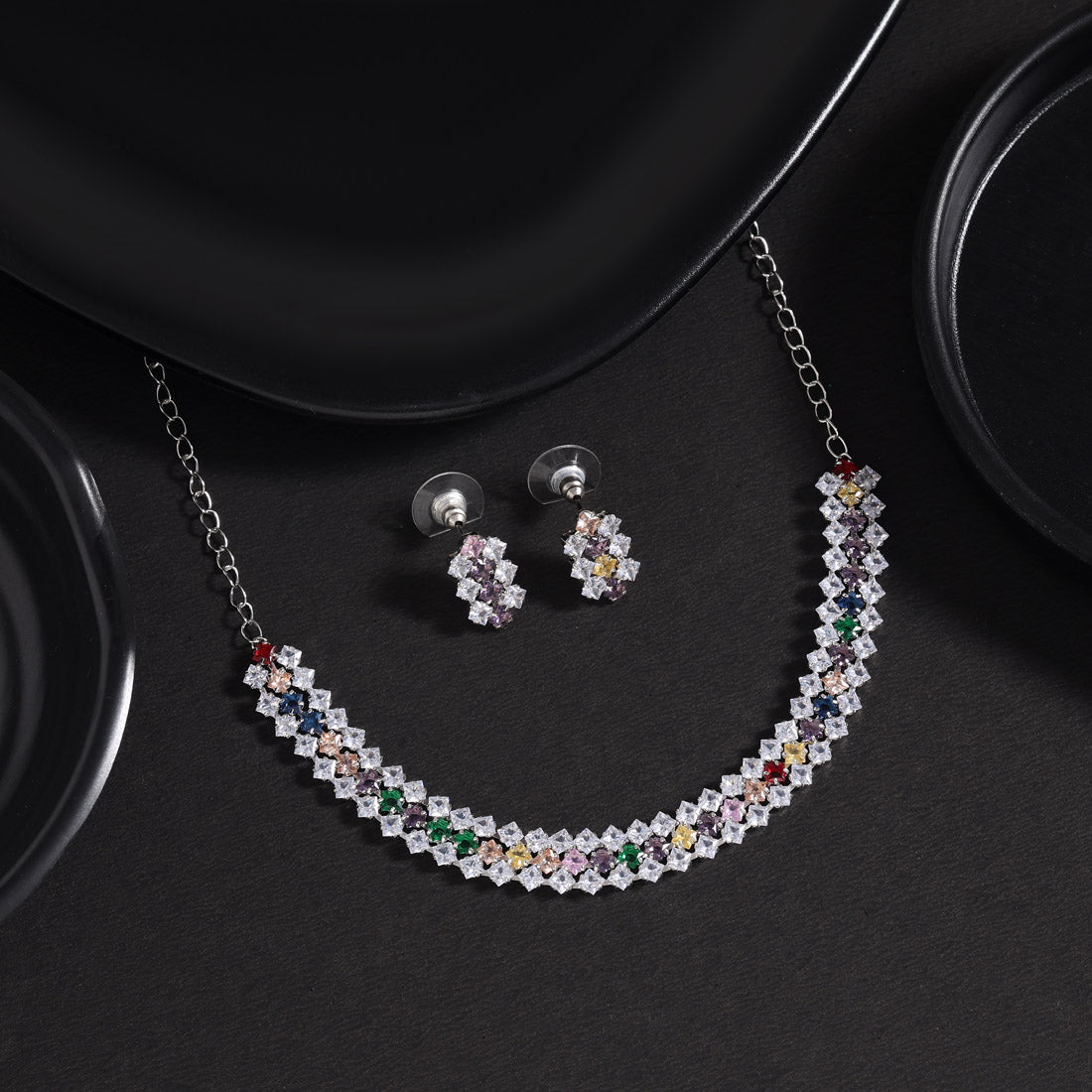 Multi Color Stone Necklace Set Jewellery GetGlit