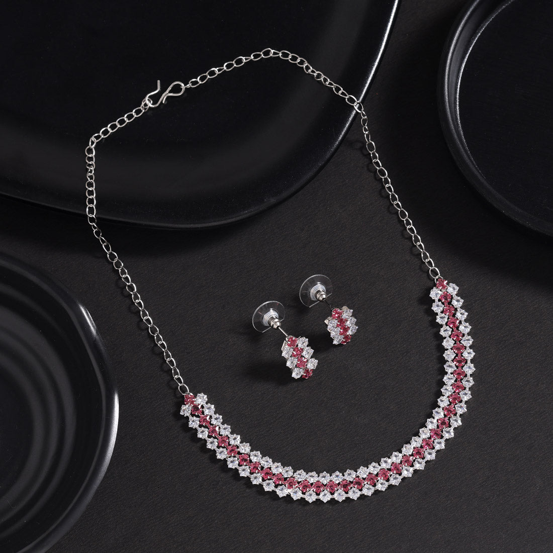 Maroon Color Stone Necklace Set Jewellery GetGlit