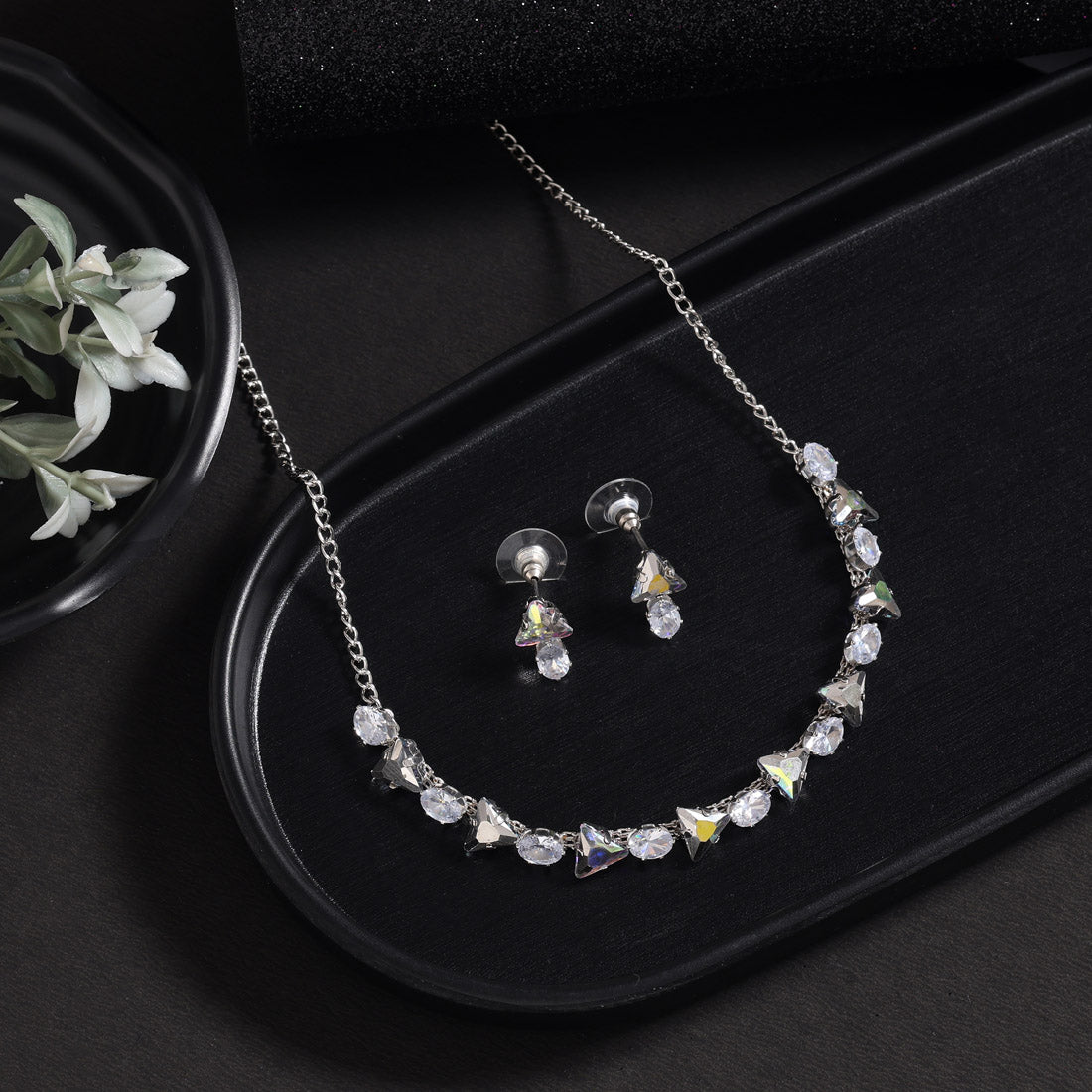 Rainbow Color Stone Necklace Set Jewellery GetGlit