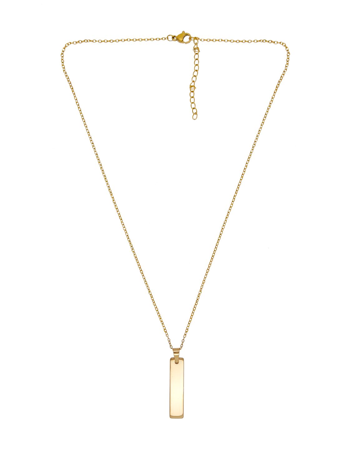 Gold Stainless Steel Vertical Bar Pendant adjustable Necklace chain Pendants glitstudio   