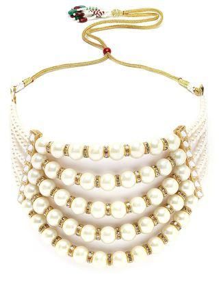 Karatcart Pearl Multilayer Beaded Kundan Choker Necklace Set for Women  Glitstudio   